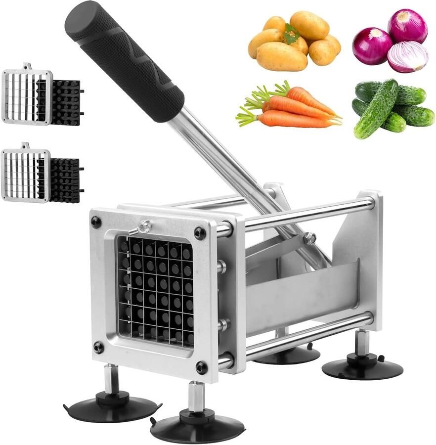 Fry Cutter LYDZJ roestvrijstalen aardappelsnijder met 1 2 inch & 3 8 inch messen voor aardappelen wortelen komkommers