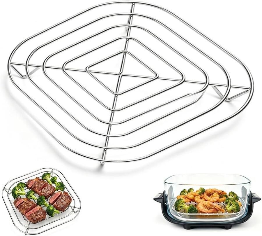 Fryer Accessories vervanging airfryer-grillrooster roestvrij staal voor heteluchtfriteuses koelrek airfryer-accessoires frituurmand voor Ninja Crispi FN101 andere Air Fryer (20 x 20 x 3