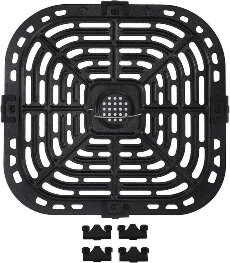 Fryer Grillpan 24 X 23 Cm Vierkante Friteuse Vervangende Grillpan 304 Roestvrijstalen Friteuse Vervangende Crisperplaat voor Heteluchtfriteuse Vaatwasmachinebestendig