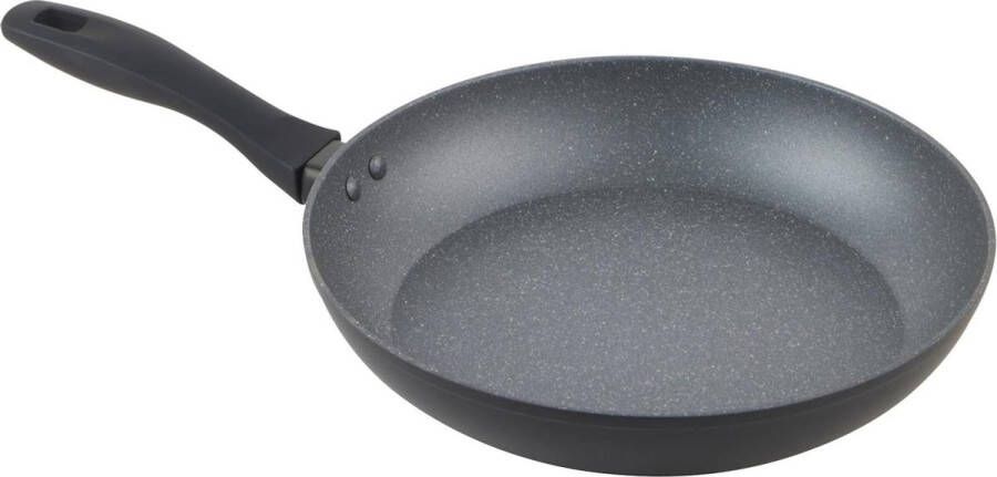 Frying Pan Non-Stick Induction Hob Suitable Large Cooking Pan Cook With Little or No Oil For Healthy Meals Soft Grip Handle Metallic Marble Forged Aluminium 28 cm