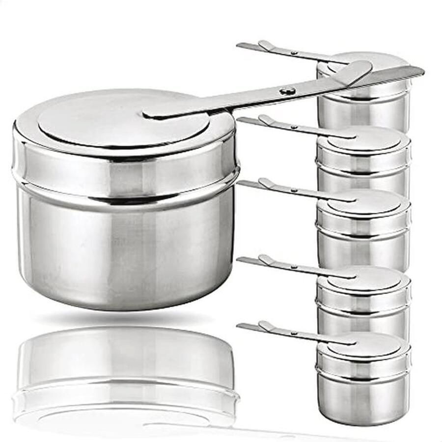 Fuelhouder voor Vuurgel Fondue en Voedselverwarmer Roestvrij Stalen Coaster met Vlam Regelaar Set van 6