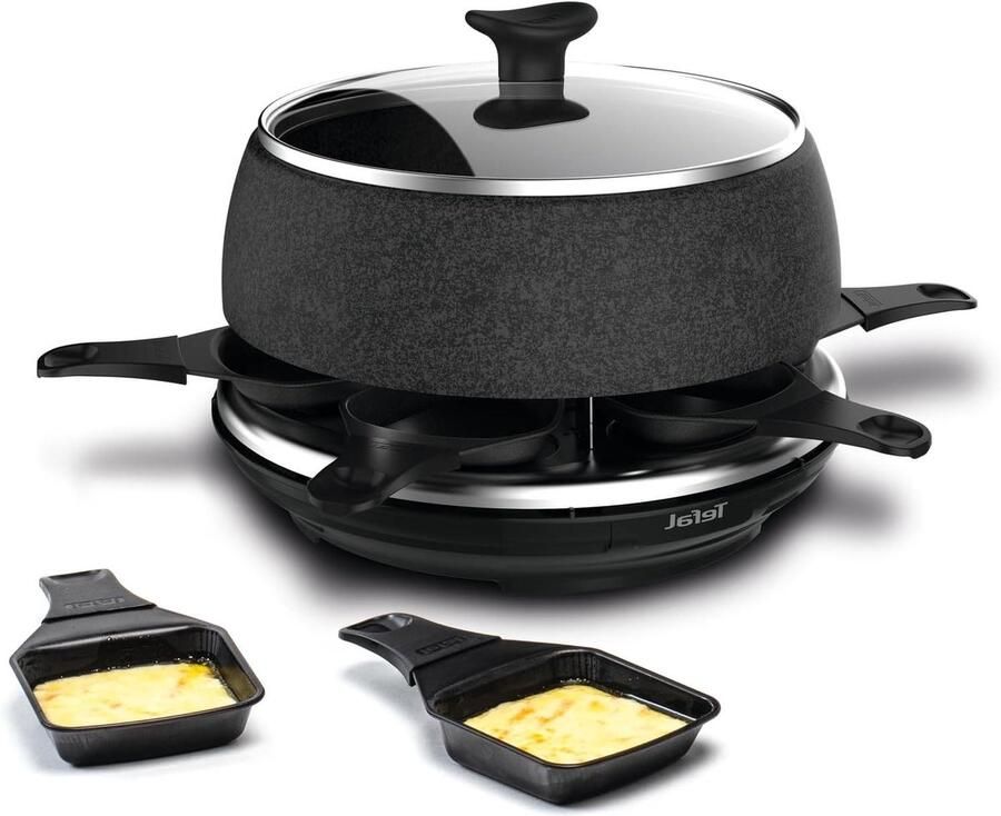 Funcooking Apparaat Raclette Fondue Grill Gezellig Eten 6-in-1 Functies 1 Aantal Zwart