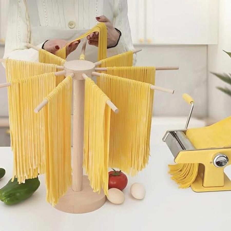 Fyeme Pastadroger hout 40 cm hoog opvouwbaar eenvoudig op te bouwen draagbaar afneembaar gemakkelijk te reinigen pastadroger pastastandaard voor zelfgemaakte pasta spaghetti drogen