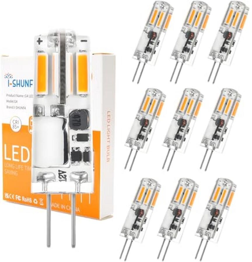 G4 LED Lampen Warm Wit 3000K 12V Vervanging voor Halogeenlampen 130lm Niet Dimbaar Kleine LED Lampen voor Afzuigkap en Keuken (Set van 10)