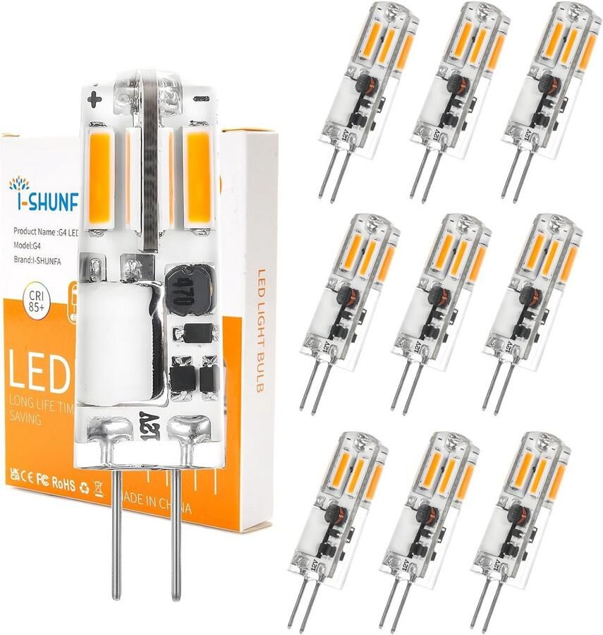 G4 LED Lampen Warm Wit 3000K 12V Vervanging voor Halogeenlampen 130lm Niet Dimbaar Kleine LED Lampen voor Afzuigkap en Keuken (Set van 10)