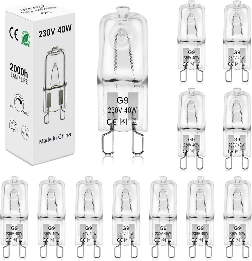 G9 Halogeenlamp 40W Dimbare Warm Witte Spotjes voor Afzuigkap Oven en Plafondlamp (230V)