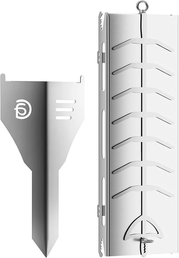 G.a HOMEFAVOR Zalmplank voor vlamzalm roestvrij staal 56 x 17 cm incl. grondpen zalmplank voor het grillen vuurschaal lange zalmhouder voor kogelbarbecues vlamzalmhouder voor camping tuin of