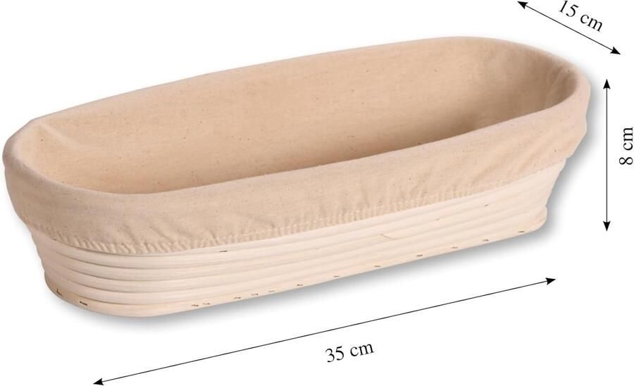 Gaarmand Broodmand Rijsmand Brood Bakken FSC Rotan 35 x 15 cm Naturel
