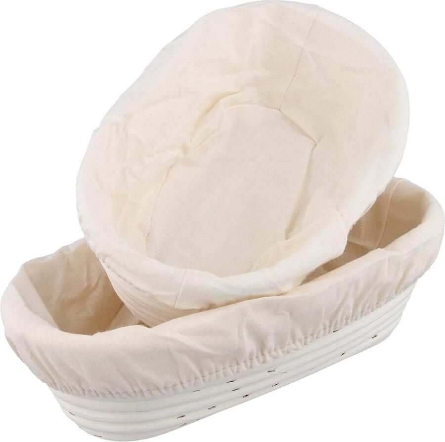 Gaarmanden Set Broodmanden Rotan Brood Bakken Met Linnen Doek 25 en 28 cm Bruin