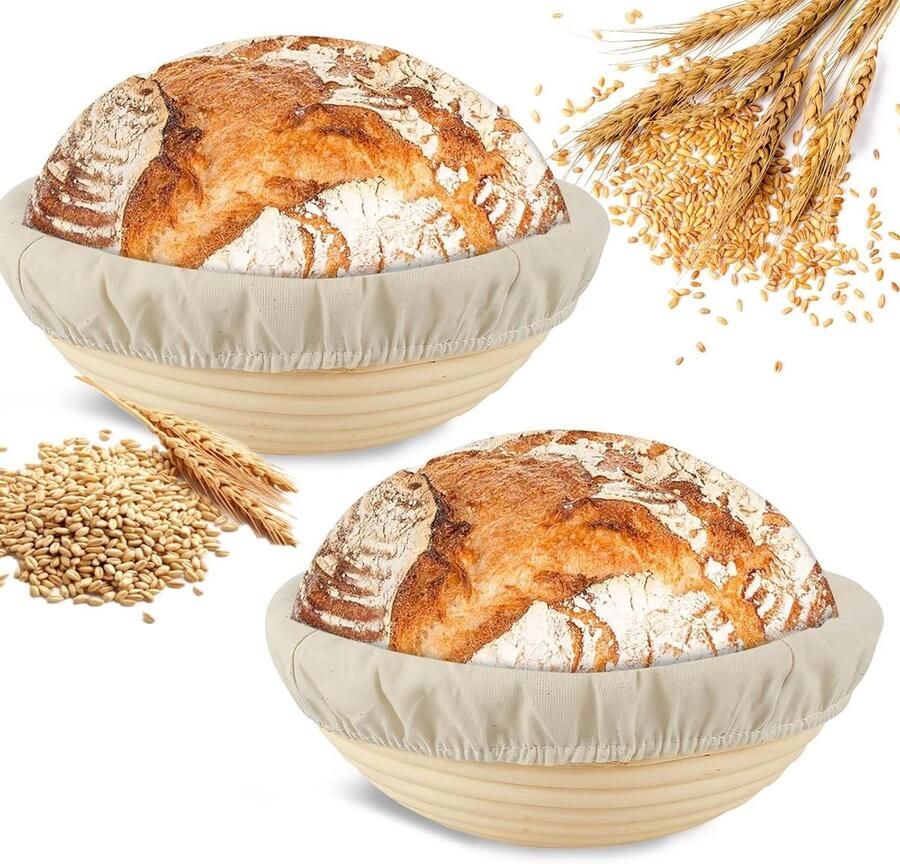 Gaarmandjes Brood Rijsmand Rotan Brood Bakken Handgemaakt Patroon 25 x 8 cm Natuurlijk