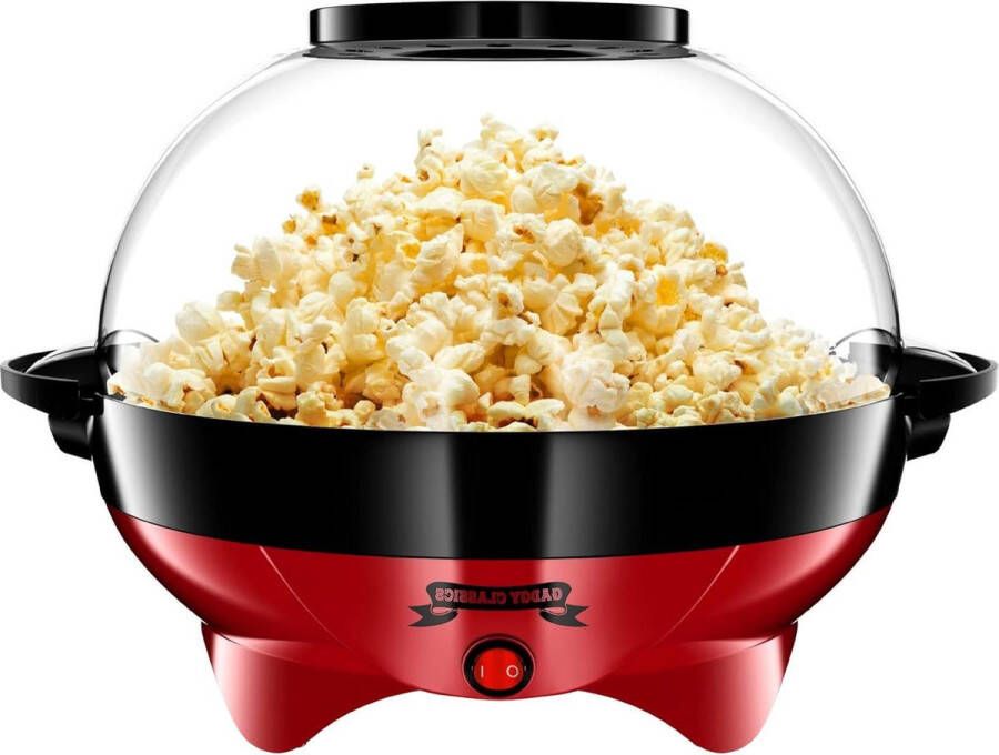 Gadgy Popcornmachine Rond Groot 800W Popcorn Maker met antiaanbaklaag en afneembare bakplaat Snel en stil Inhoud 5 liter Beste popcornapparaat voor thuisgebruik Popcorn machine