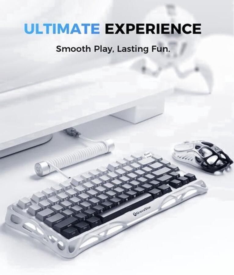 Gaming Toetsenbord Wit Kleurverloop Mechanisch Exoskelet Aluminium USB-C Aansluiting RGB Verlichting Voor PC Laptop Smartphone