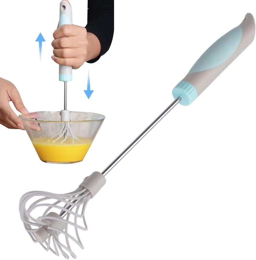 Gardeer Mixer Semi Automatische Garde Hand Blender Beslag Klutsen Roestvrij Staal Draaimechanisme 36.5 x 6.5 cm