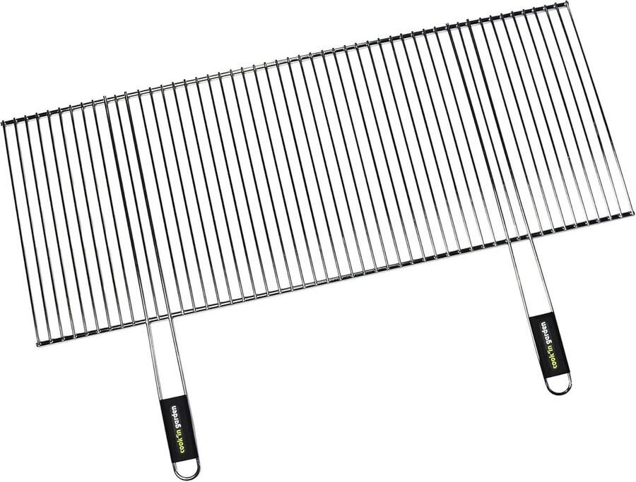 Garden Knipbaar grillrooster van verchroomd staal verstelbaar van 100 × 40 cm tot 61 × 40 cm vlambestendig en hoge temperaturen soft-touch handgrepen compatibel met meerdere merken