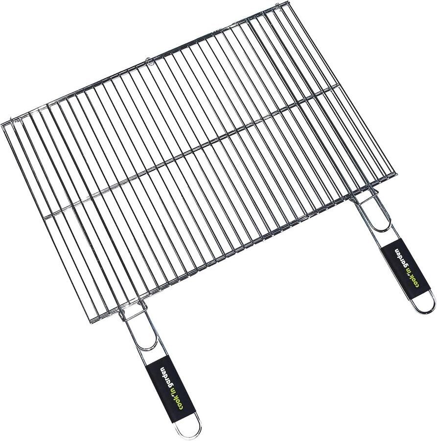 Garden Rechthoekig dubbel grill afmetingen 40 × 30 cm vlam- en hoge temperaturen soft-touch handvat outdoor grillrooster compatibel met meerdere merken