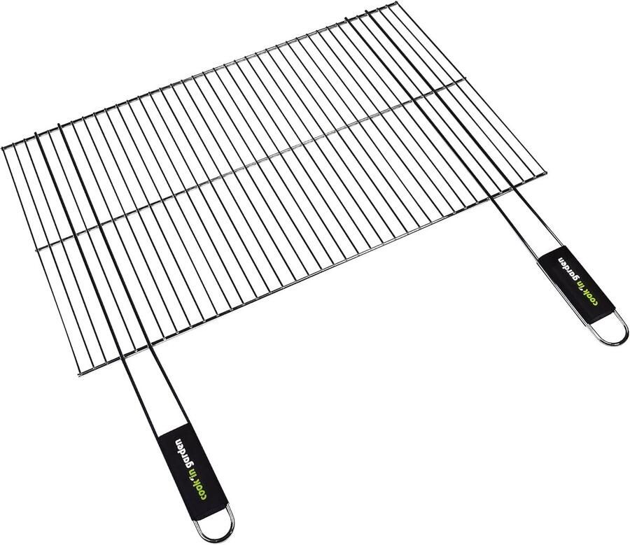 Garden Verchroomd grillrooster 67 × 40 cm bestand tegen hoge temperaturen en vlammen comfortabele soft-touch handgreep compatibel met meerdere merken - Foto 1