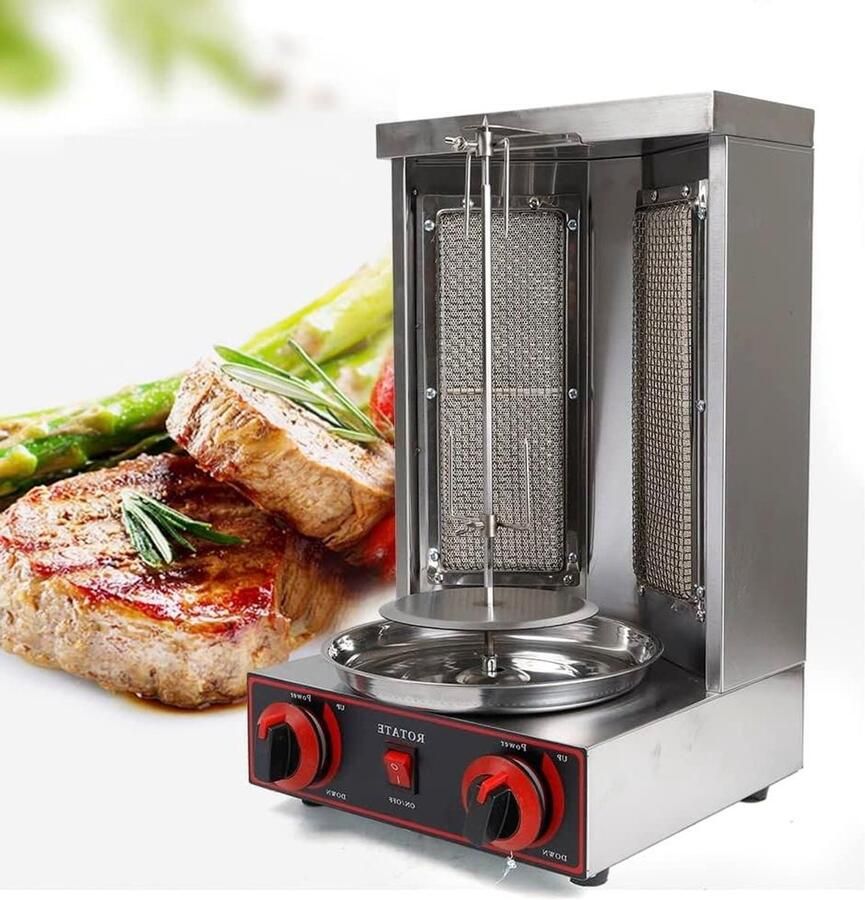 Verticale Grill Döner Machine Gezond Grillen 360 Graden Rotatie 30 x 30 x 48 cm Zilver