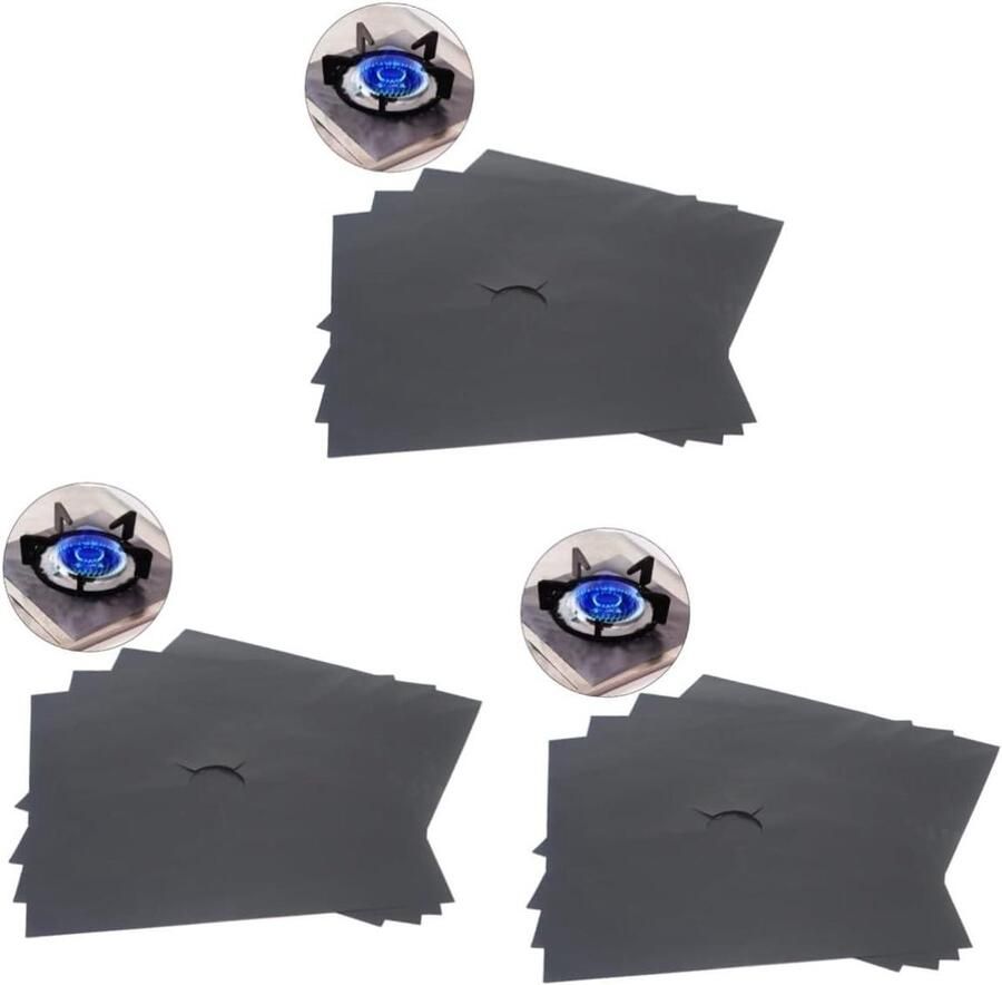 Gas Fornuis Beschermers Kookplaat Bekleding Schoon Houden Herbruikbaar Anti-aanbak 27x27 cm Zwart