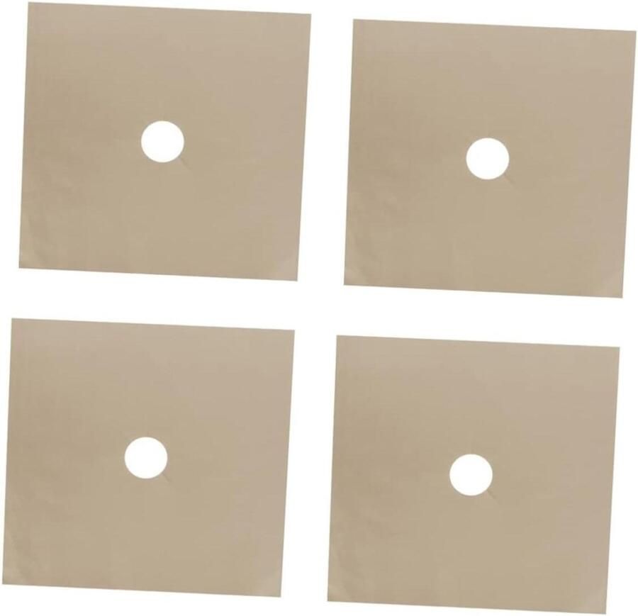 Gas Fornuis Beschermers Kookplaat Bekleding Schoon Houden Hittebestendig Teflon 27 x 27 cm Beige