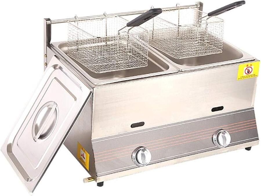 Gas Frituurpan Friteuse Keuken Grote Porties Frituren Elektronische Vonkontsteking 6L 12L Roestvrij Staal