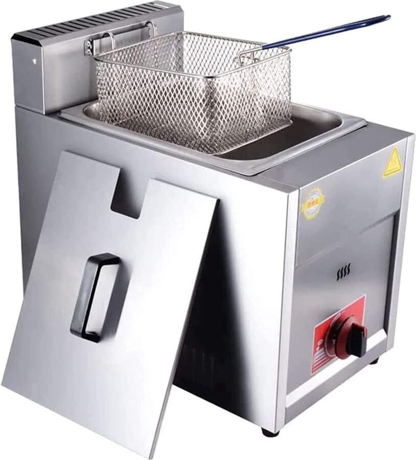 Gas Frituurpan Friteuse Zilver Professioneel Frituren Snelle Verwarming 6L Zilver