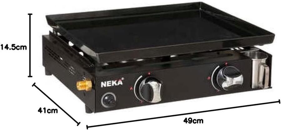 Gas grill Dubbele grillplaat Buiten koken Goede warmteverdeling 49 x 41 cm Zwart