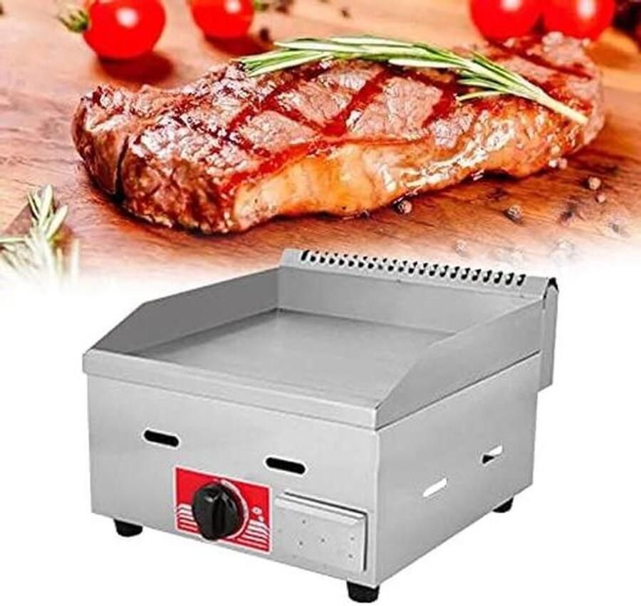 Gas Grillplaat Plancha Bakplaat Professioneel Koken Roestvrij Staal Groot Oppervlak Zilver