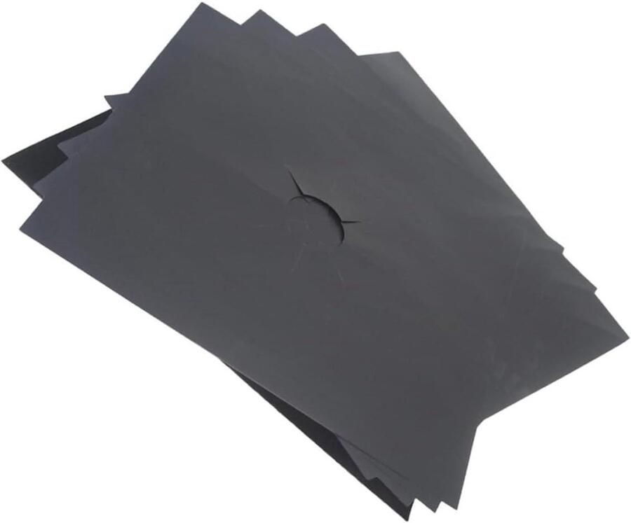 Gas Kookplaat Beschermers Fornuis Matten Schoon Houden Herbruikbaar en Wasbaar 5 stuks 27x27cm Zwart