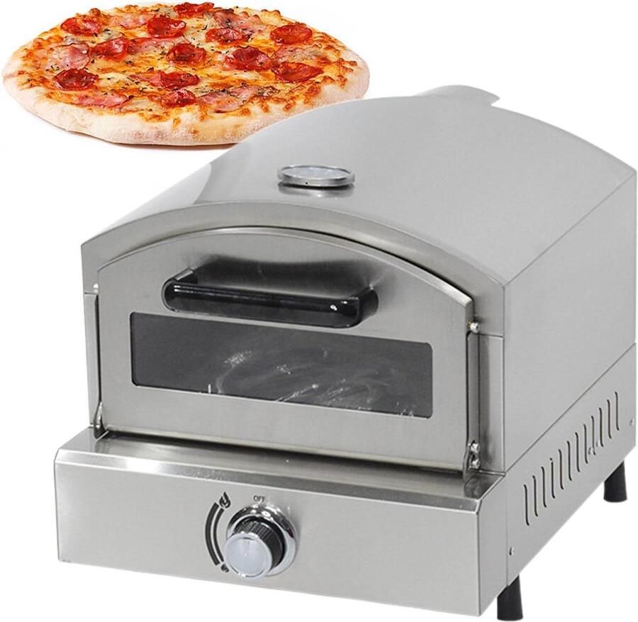 Gas Pizzaoven Buitenkeuken Oven Lekker Koken Hoge Warmte Afgifte 425 x 520 x 410 mm Zilver