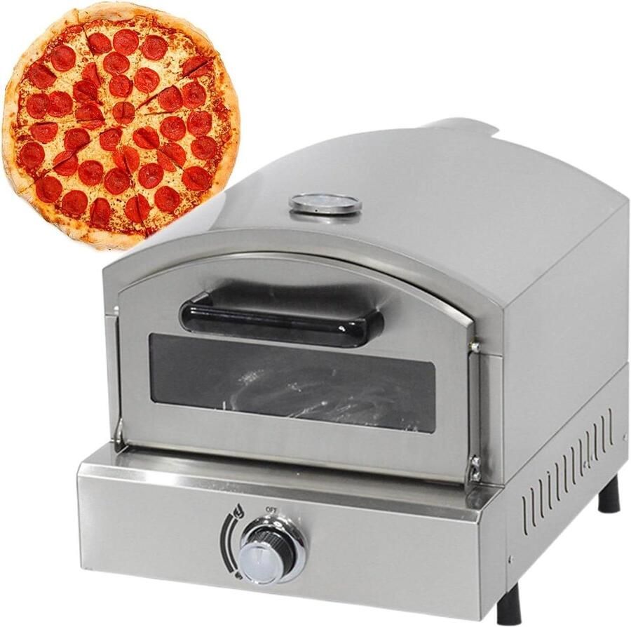 Gas Pizzaoven Buitenkeuken Oven Pizza Bakken Roestvrij Staal 42.5 x 52 x 41 cm Zilver - Foto 1