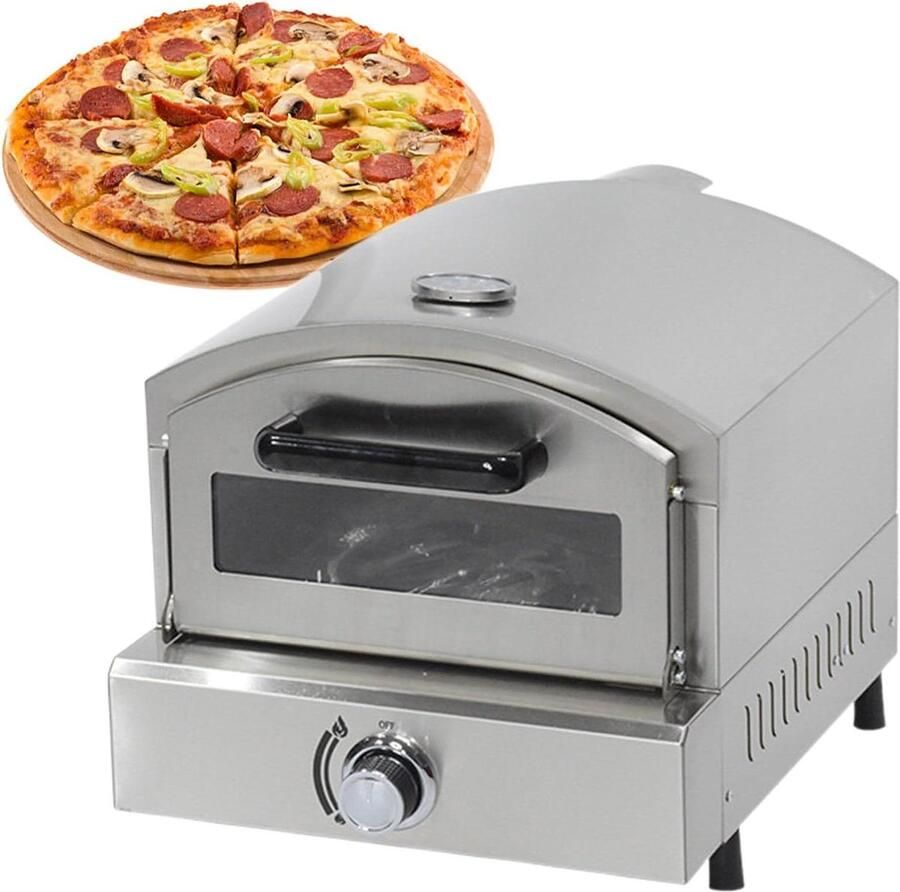 Gas Pizzaoven Buitenoven Pizza Bakken Roestvrij Staal 42.5 x 52 x 41 cm Zilver