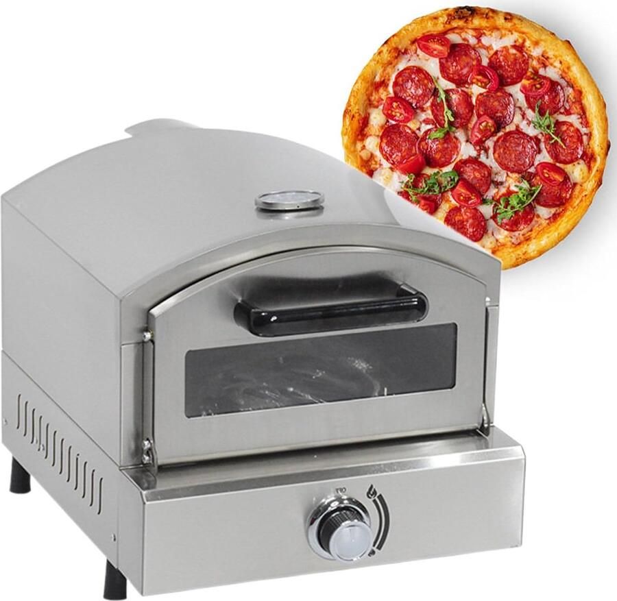 Gas Pizzaoven Pizzamaker Buiten Koken Roestvrij Staal 425 x 520 x 410 mm Zilver