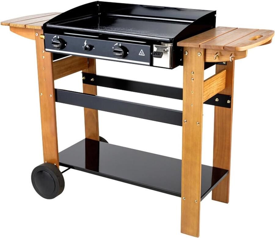 Gas Plancha Bakplaat Buiten Koken Antiaanbaklaag 60 x 41 cm Zwart