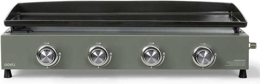 Gas Plancha Bakplaat Grill Buiten Koken 4 RVS Branders 78.5 x 34.5 cm Groen