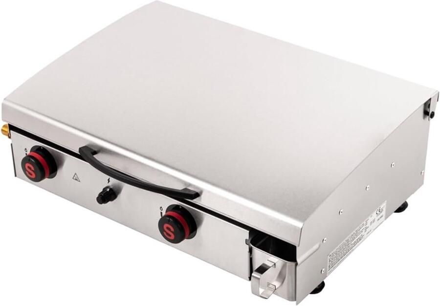 Gas Plancha Bakplaat Grill Buiten Koken Snelle Gelijkmatige Warmte 60x40 cm Zilver