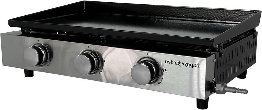 Gas Plancha Buitenkeuken Plaat Buiten Koken 3 Krachtige Branders 60x35 cm Zwart