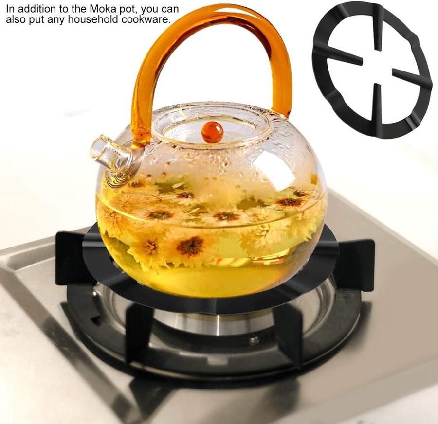 Gas Ring Reducer Wok Ondersteuning Kookplaat Stabiliseren Gietijzer Materiaal 13.3 cm Diameter Zwart