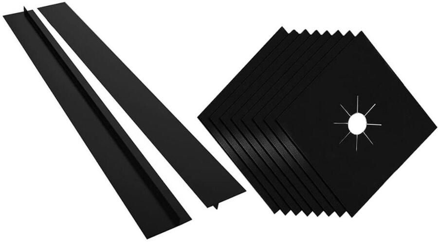 Gasfornuis Afdekking Kookplaat Beschermer Keuken Schoonhouden Hittebestendig PTFE Materiaal 27 x 27 cm Zwart