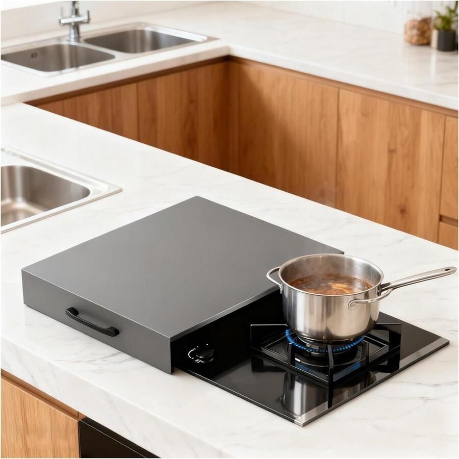 Gasfornuis Afdekplaat Kookplaat Beschermer Keuken Organiseren Krasbestendig Koolstofstaal L1378 x B189 x H276 inch Grijs