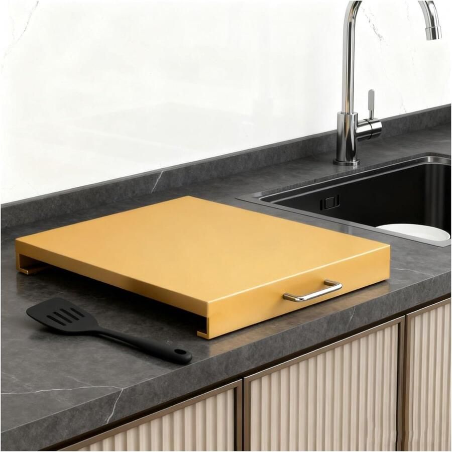 Gasfornuis Afdekplaat Kookplaat Cover Keuken Organiseren Uitbreidbaar Opbergrek L13.78xB15.75xH2.76IN Goud