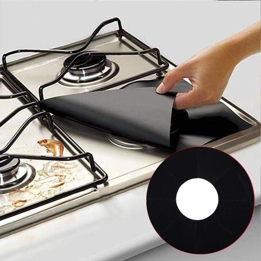 Gasfornuis Beschermers Fornuis Matten Koken Schoonhouden Hittebestendig Glasvezel 27x27cm 6 Stuks Zwart