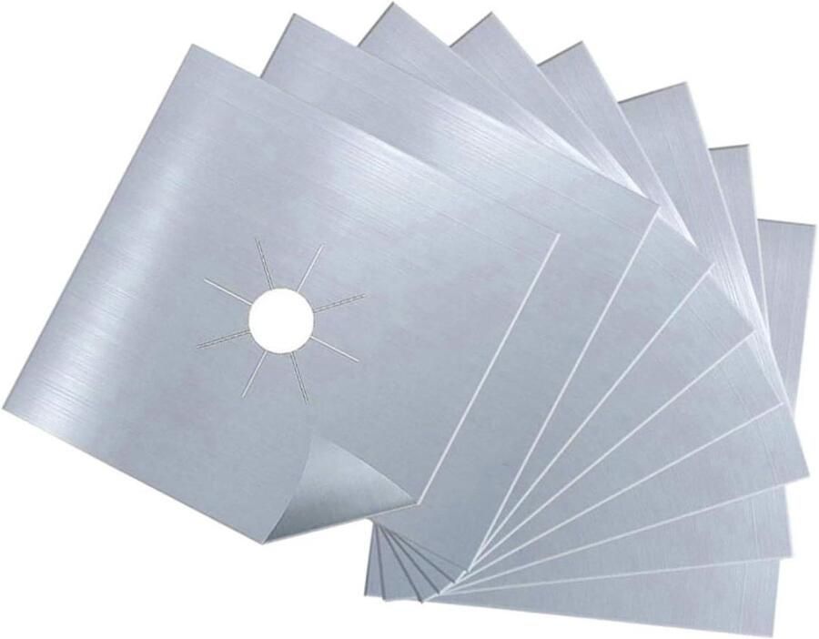 Gasfornuis Beschermers Kookplaat Bedekking Koken Beschermen Herbruikbaar Teflon 27 x 27 cm Zilver