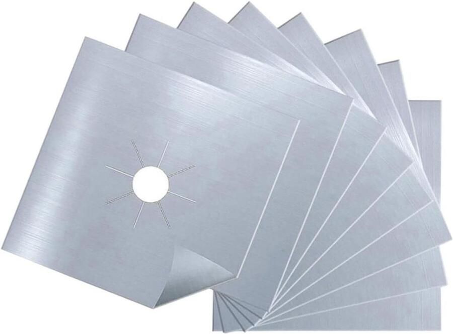 Gasfornuis Beschermers Kookplaat Bedekking Schoon Koken Antiaanbaklaag 27 x 27 cm Zilver