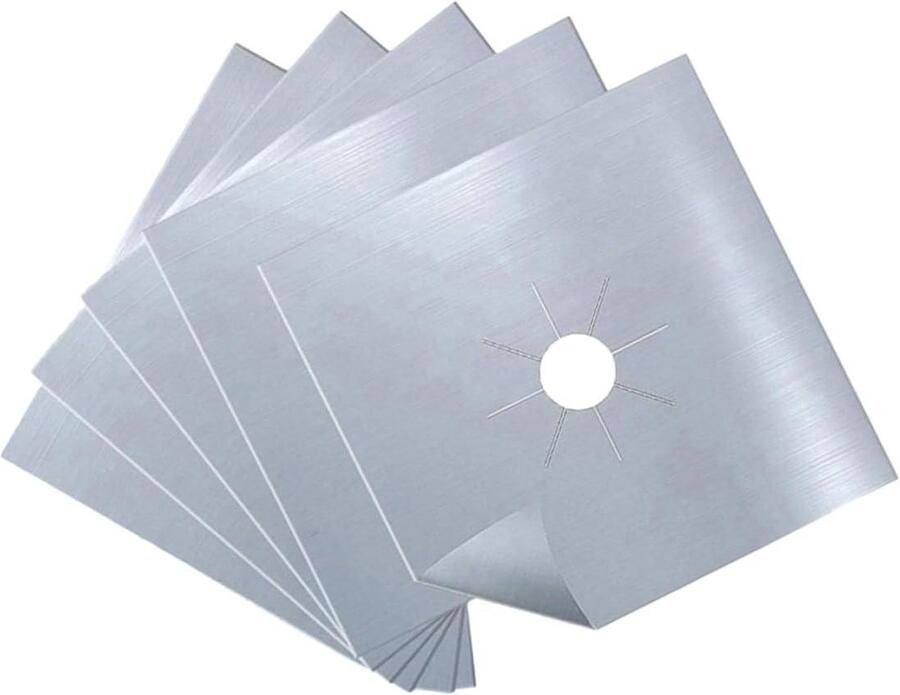 Gasfornuis Beschermers Kookplaat Bekleding Schoon Houden Hittebestendig Teflon 27x27cm Zilver