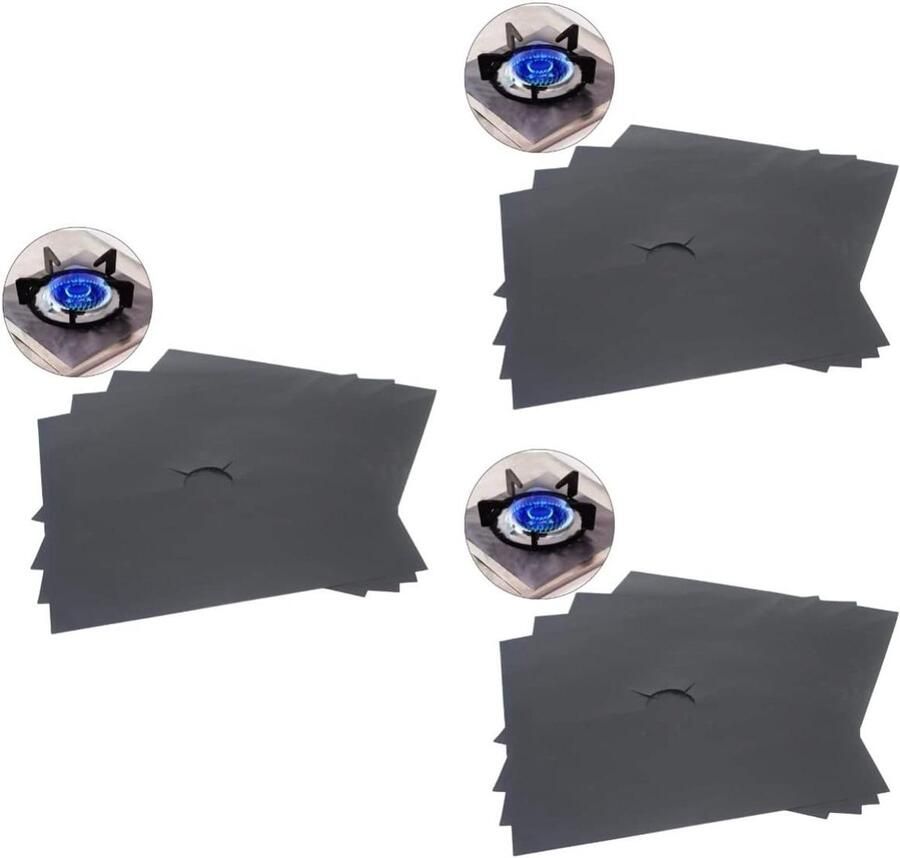 Gasfornuis Beschermers Kookplaat Covers Schoon Houden Herbruikbaar Non-stick 27 x 27 cm Zwart