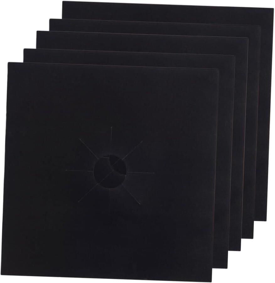 Gasfornuis Beschermers Kookplaat Liners Eenvoudig Reinigen Antiaanbaklaag 27 x 27 cm Zwart