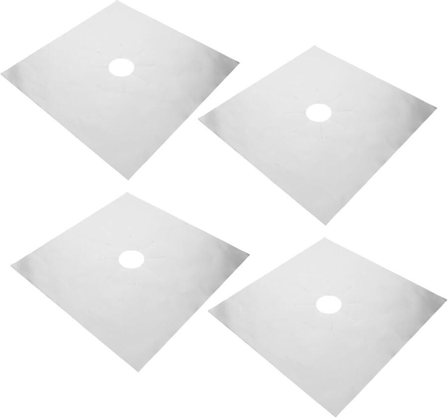 Gasfornuis Beschermers Kookplaat Liners Keuken Schoonhouden Herbruikbaar Antikleef 4 Stuks 27x27cm Zilver