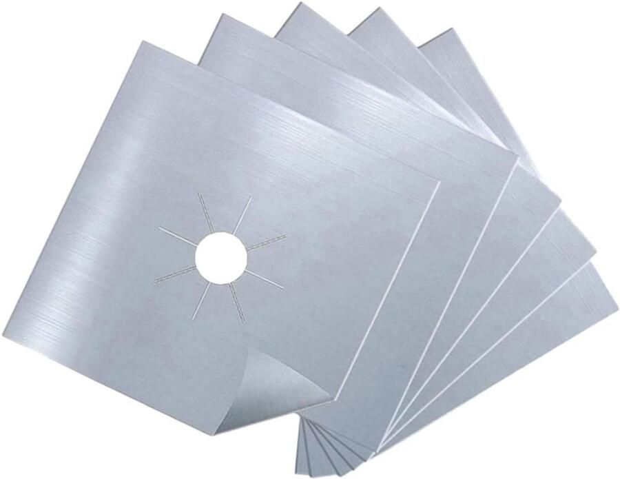Gasfornuis Beschermers Kookplaat Liners Koken Schoonhouden Herbruikbaar Antiaanbaklaag 27x27cm Zilver