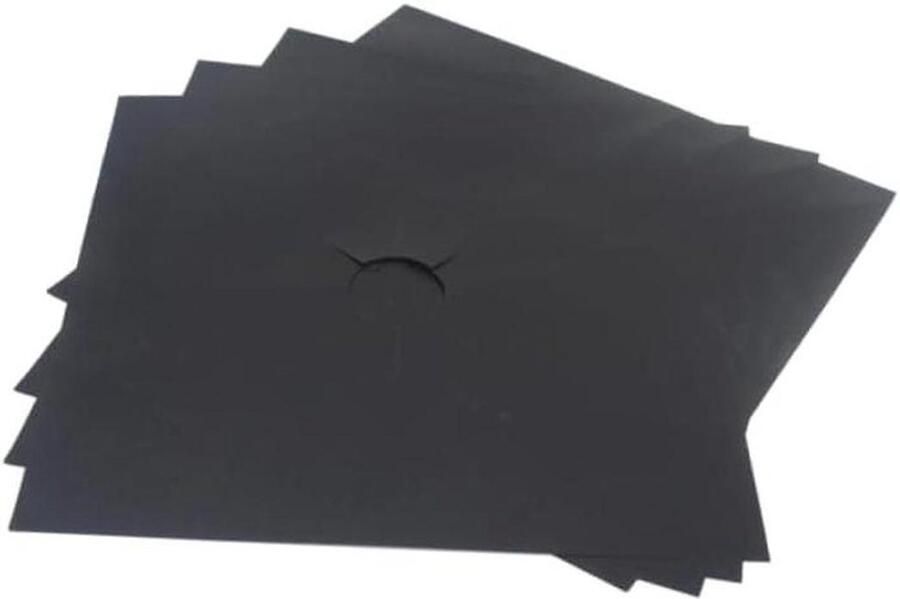 Gasfornuis Beschermers Kookplaat Liners Schoon Houden Hittebestendig Teflon 4 stuks Zwart