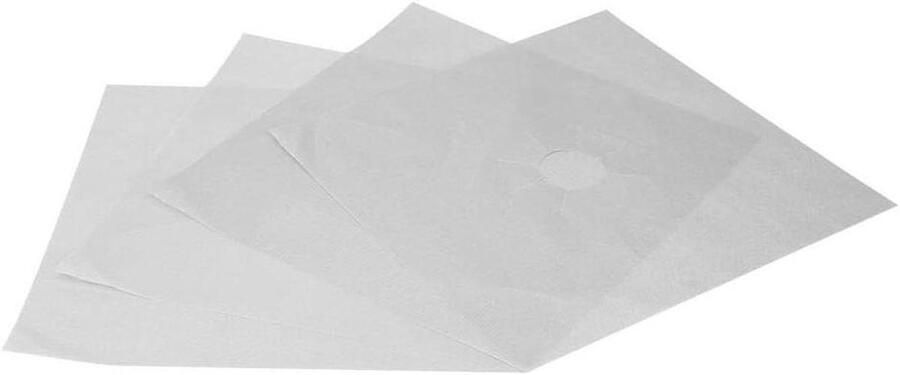 Gasfornuis Beschermers Kookplaat Matten Kookplaat Schoonhouden Herbruikbaar Anti-aanbak 4 stuks 27x27cm Zilver